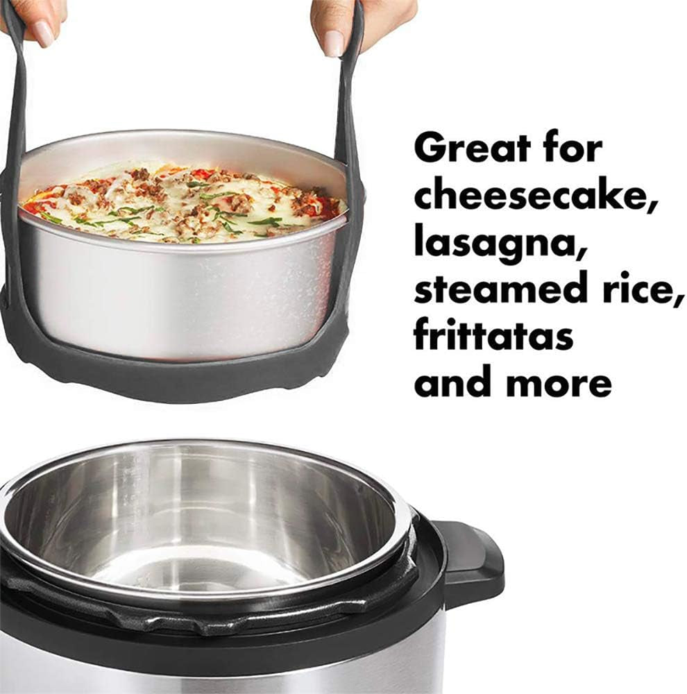 Pressure Cooker Sling, Silicone Bakeware Sling for 6 Qt/8 Qt Instant Pot, Ninja Foodi and Multi-Function Cooker Anti-Scalding Bakeware Lifter Steamer Rack, Bpa-Free Silicone Egg Steamer Rack (Gray)