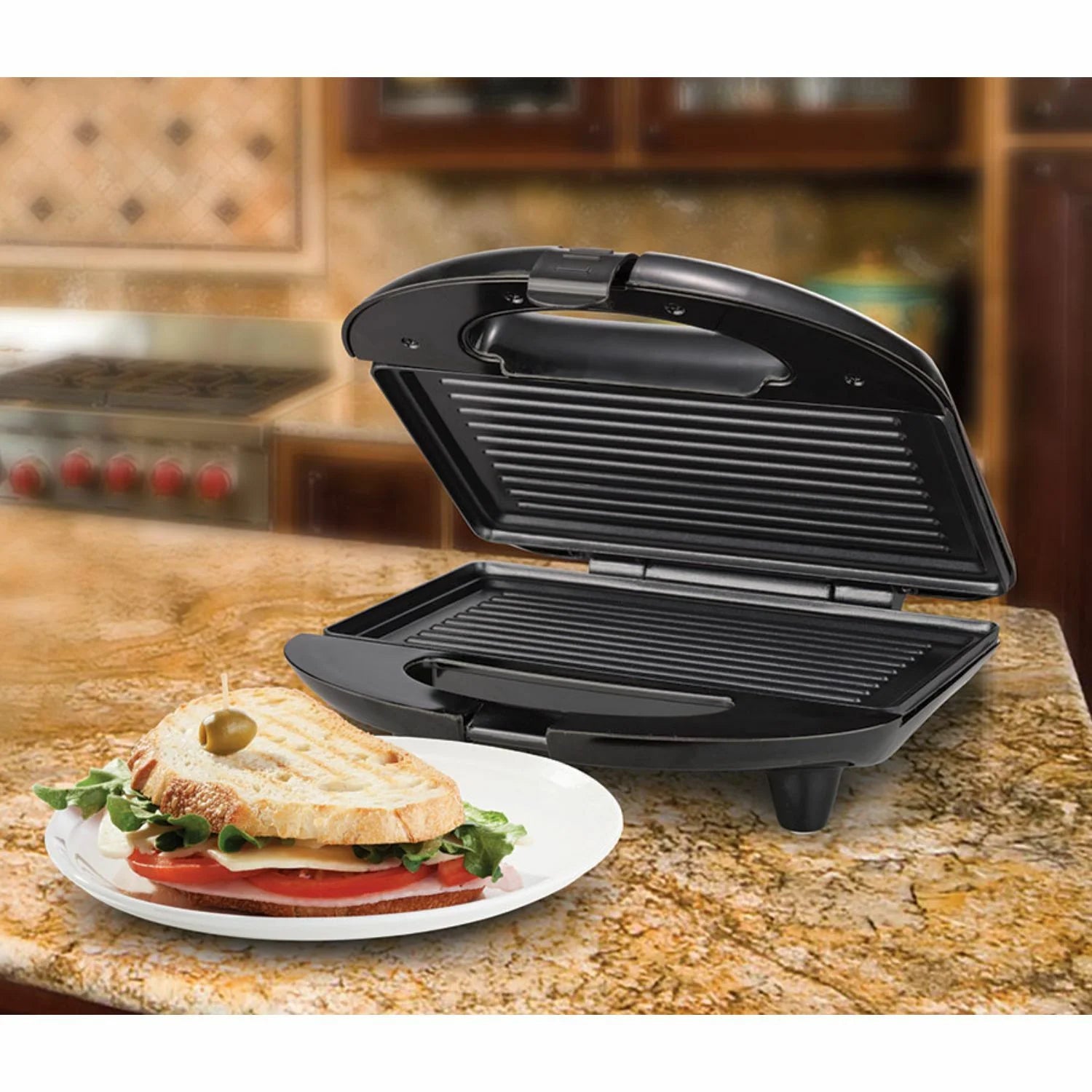 Brentwood Appliances TS-246 Non-Stick Panini Press and Sandwich Maker - Black
