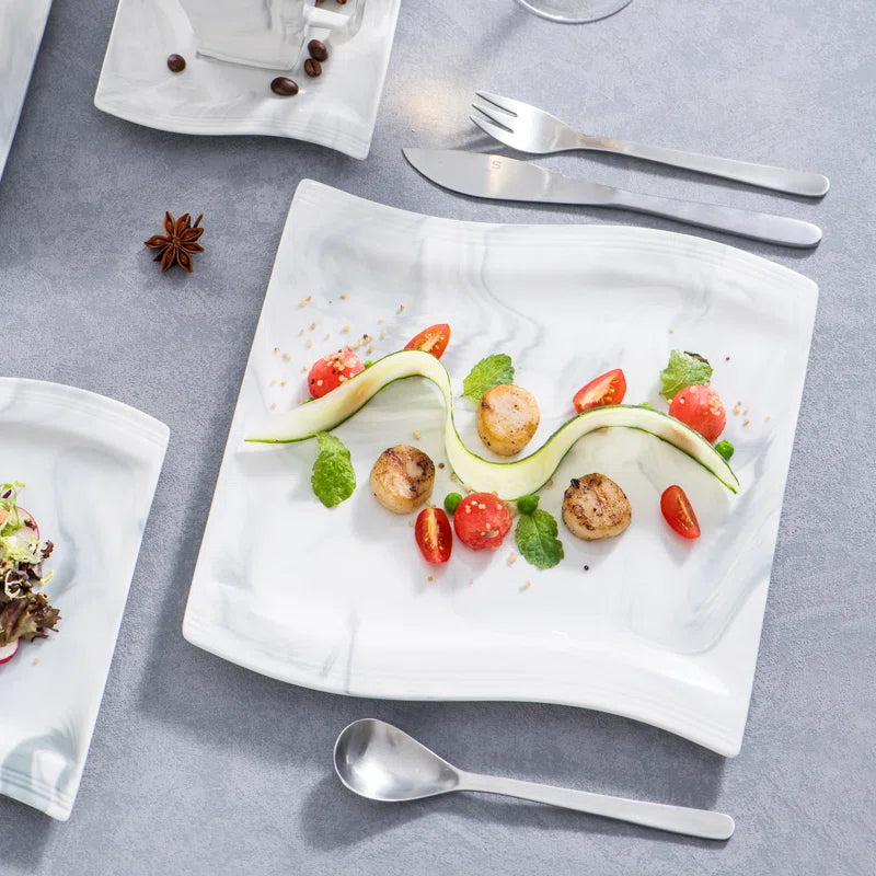 60 Piece Porcelain China Dinnerware Set - Service for 12