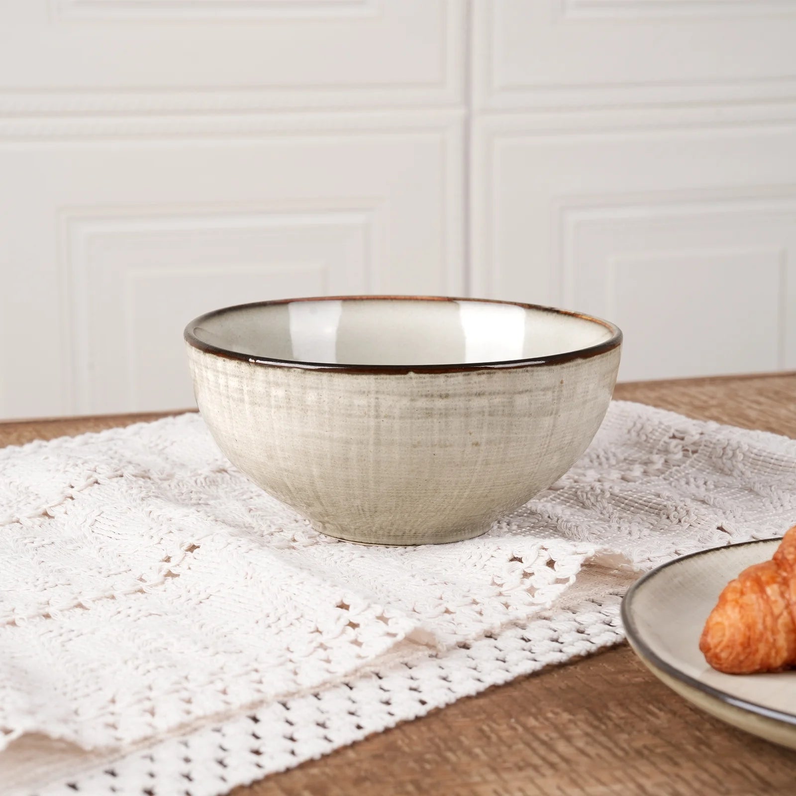 Famiware Moonlight Plates and Bowls Sets, 12 Piece Stoneware Dinnerware Set with Linen Finish,Classic Yellow