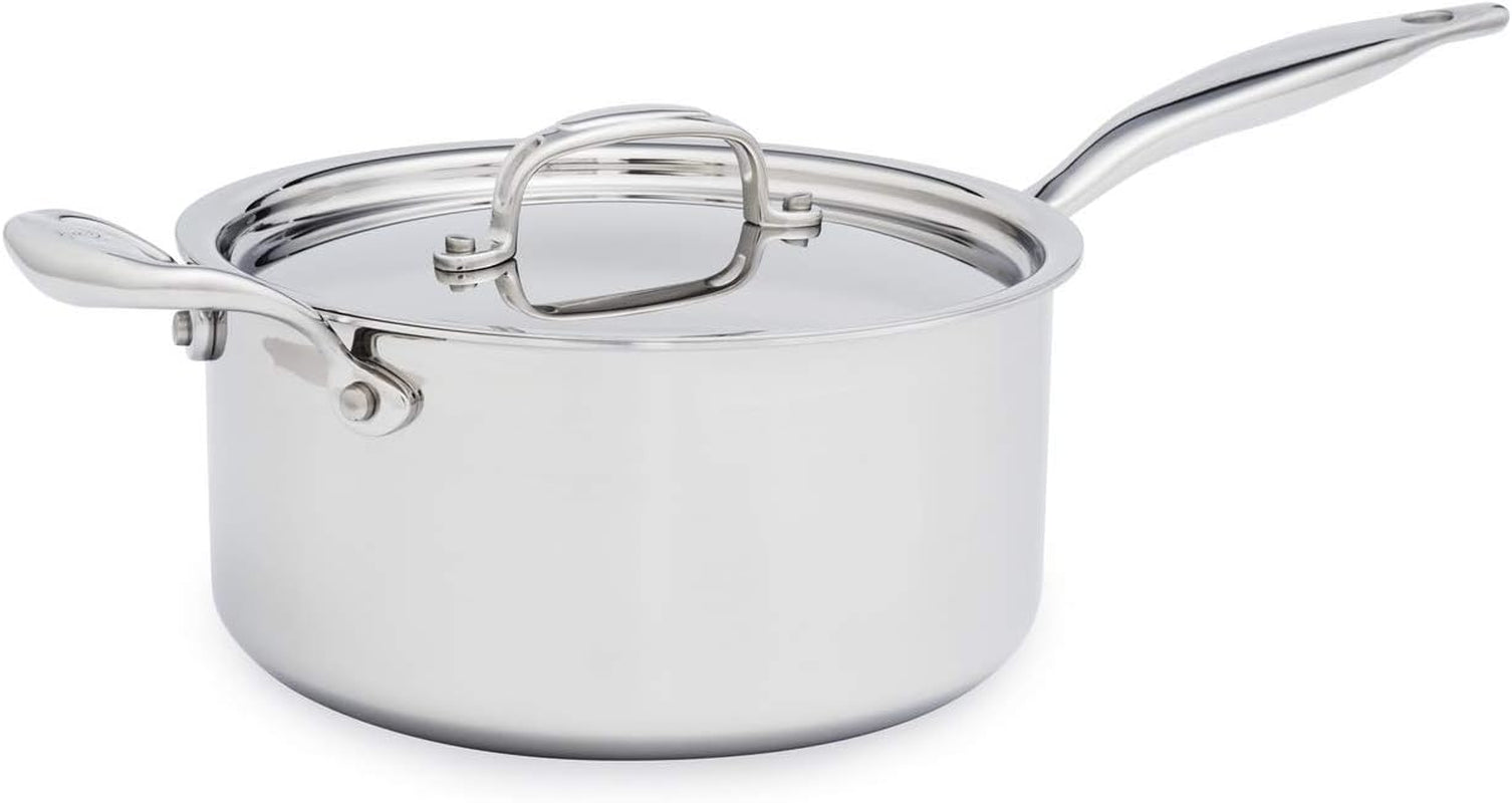 Heritage Steel 2 Quart Saucepan - Titanium Strengthened 316Ti Stainless Steel with 5-Ply Construction - Induction-Ready and Fully Clad, Made in USA