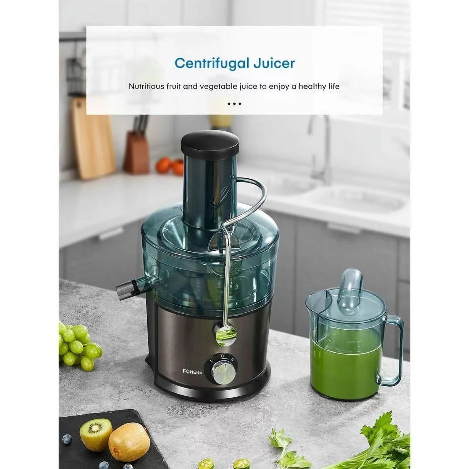 Juicer Machines , Max 1200W Centrifugal Juicer Extractor with 3-Inch Wide Feed Chute & Anti-Drip for Fruit and Vegetable, Stainless Steel, 800W