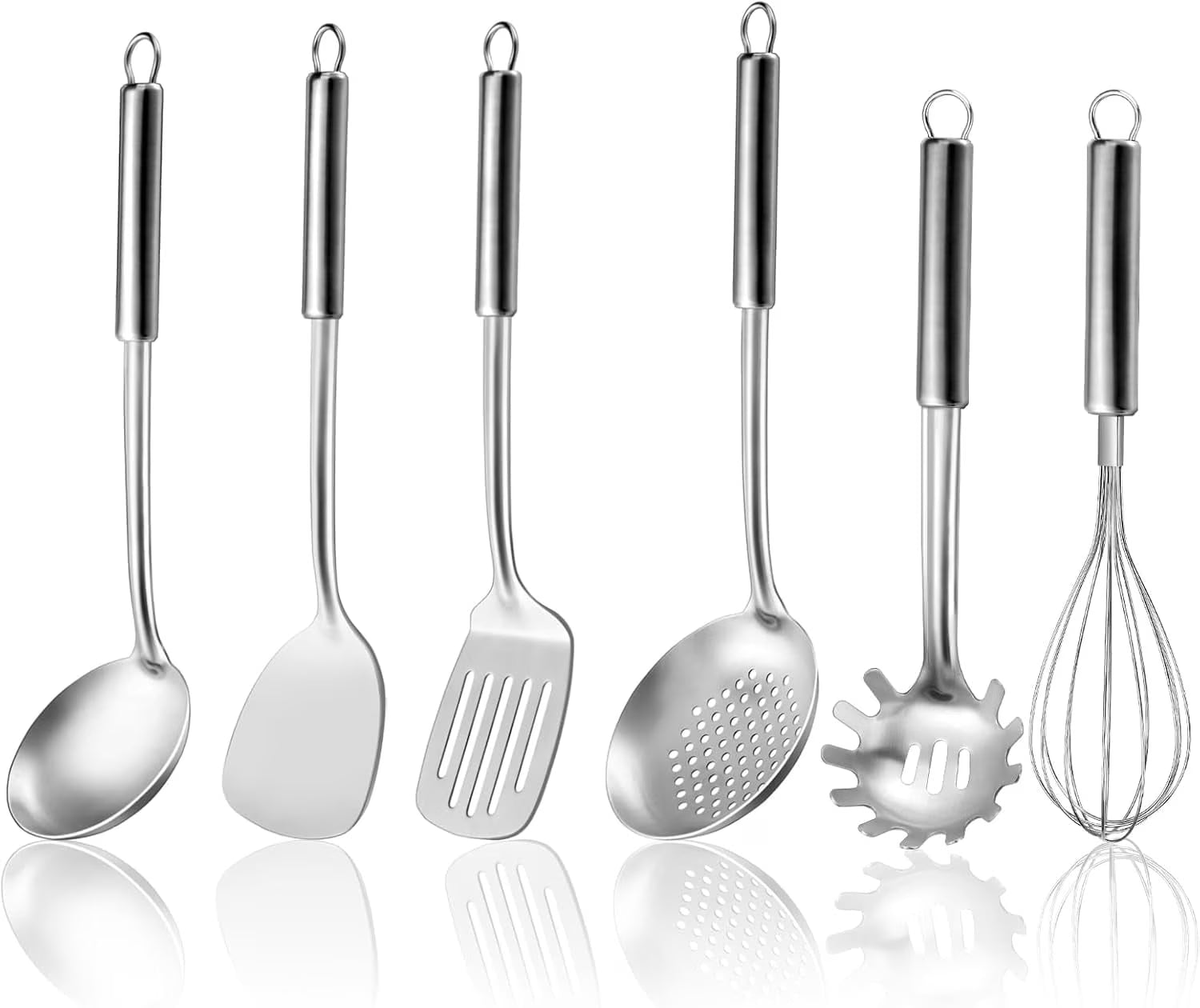 Mirdinner 3 Pcs Cooking Utensils Set, 304 Stainless Steel Kitchen Utensils, Serving Utensils Set Includes Serving Spoon, Slotted Spoon and Soup Ladle, Serving Spoons for Party, Dishwasher Safe