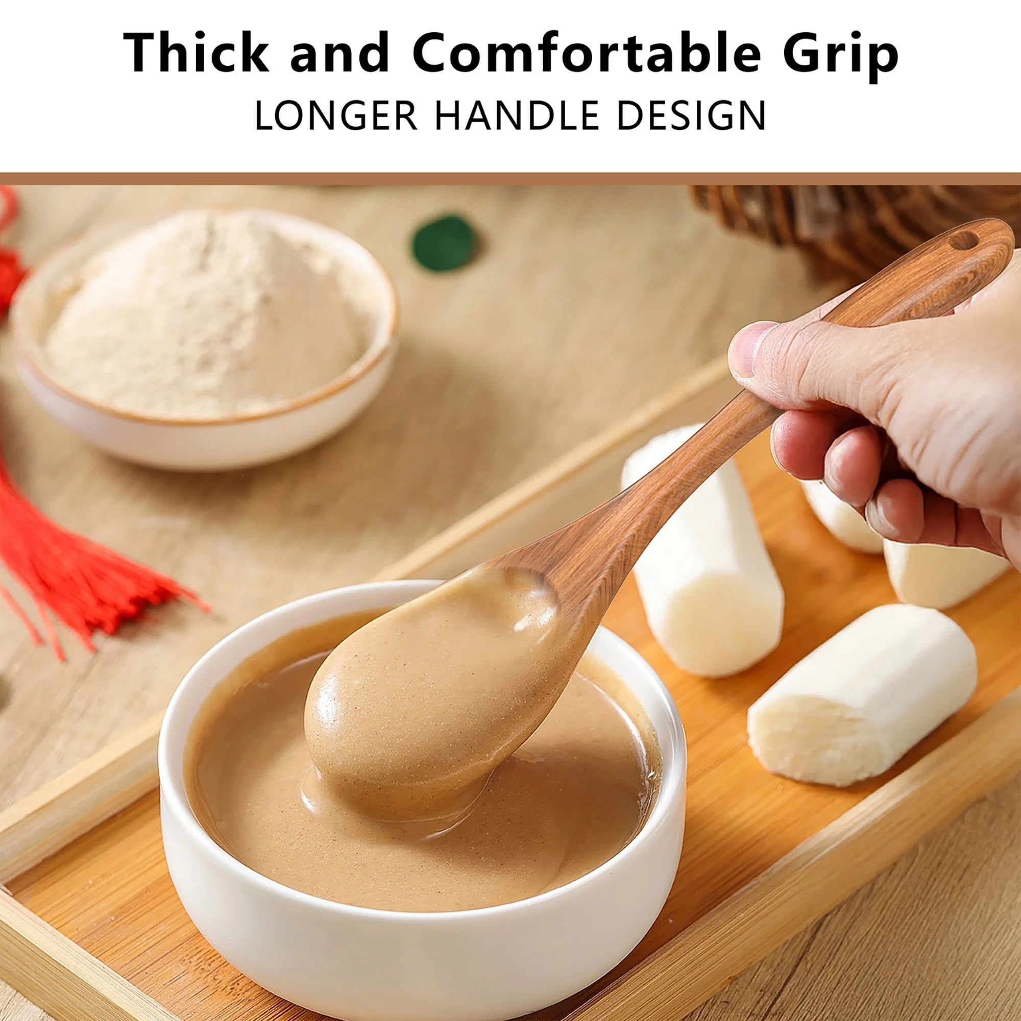 Wooden Spoons for Cooking, 10 PCS Teak Wood Cooking Utensil Set, Wooden Kitchen Utensils for Nonstick Pans & Cookware, Spoons and Spatula Set, Sturdy, Lightweight & Heat Resistant