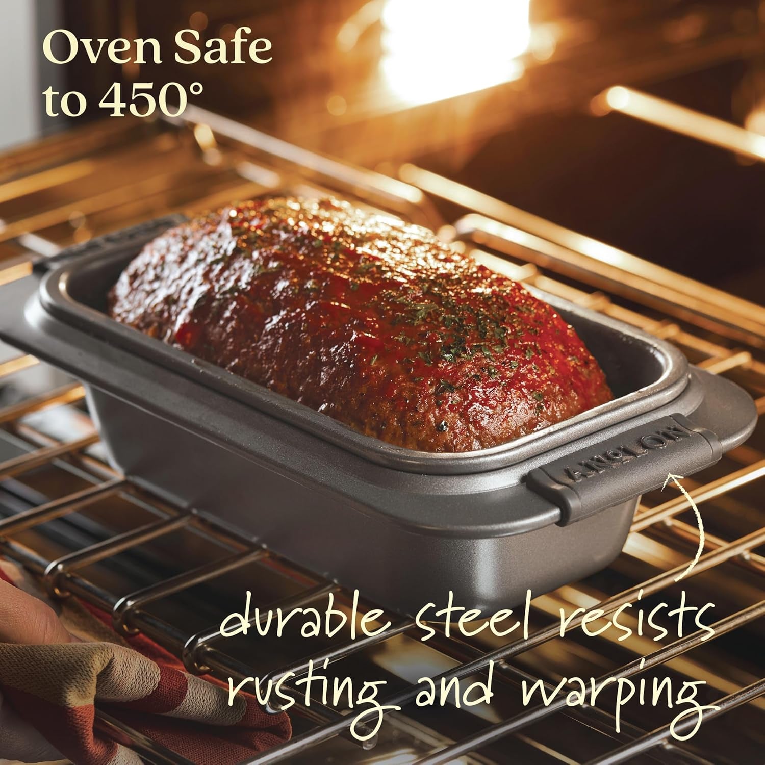 Anolon Advanced Nonstick Bakeware 2-Piece Loaf Pan Set, Gray with Silicone Grips - 54715