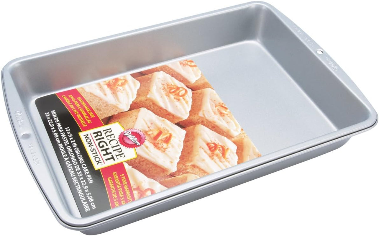 Wilton Recipe Right Non-Stick 9 X 13-Inch Oblong Cake Pans, Set of 2 Cake Pans, Steel