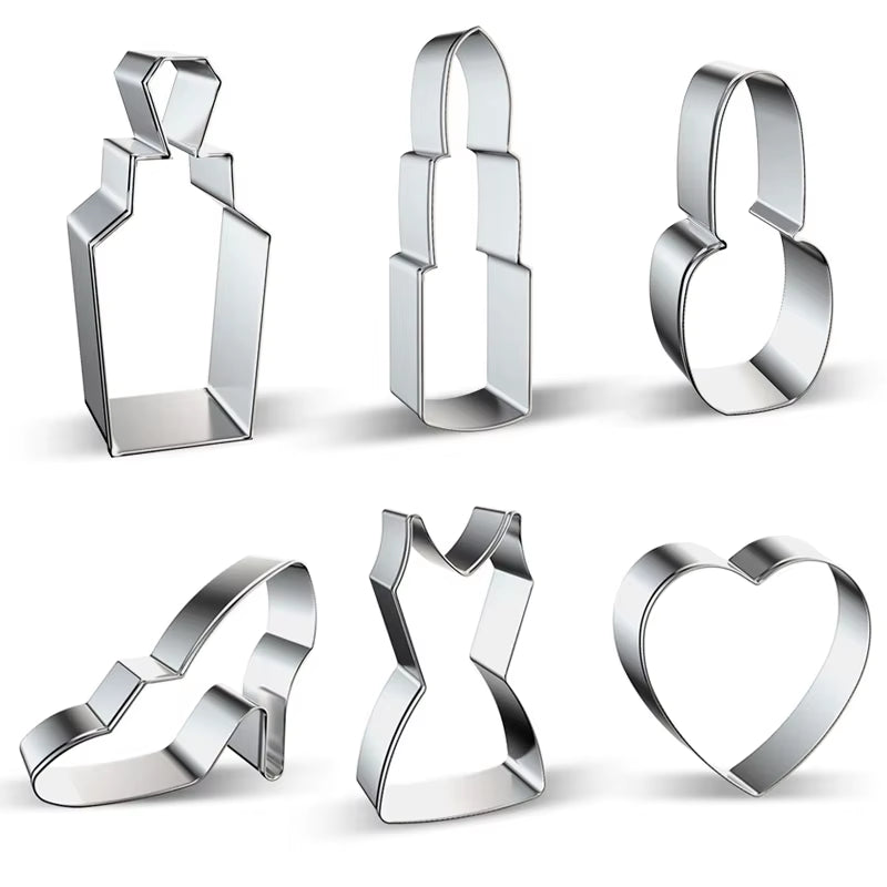 Stainless Steel Makeup Tools Biscuit Mould Lipstick Perfume Shape Fondant Cake Mold 3D Pastry Cookie Cutters Cake Tools