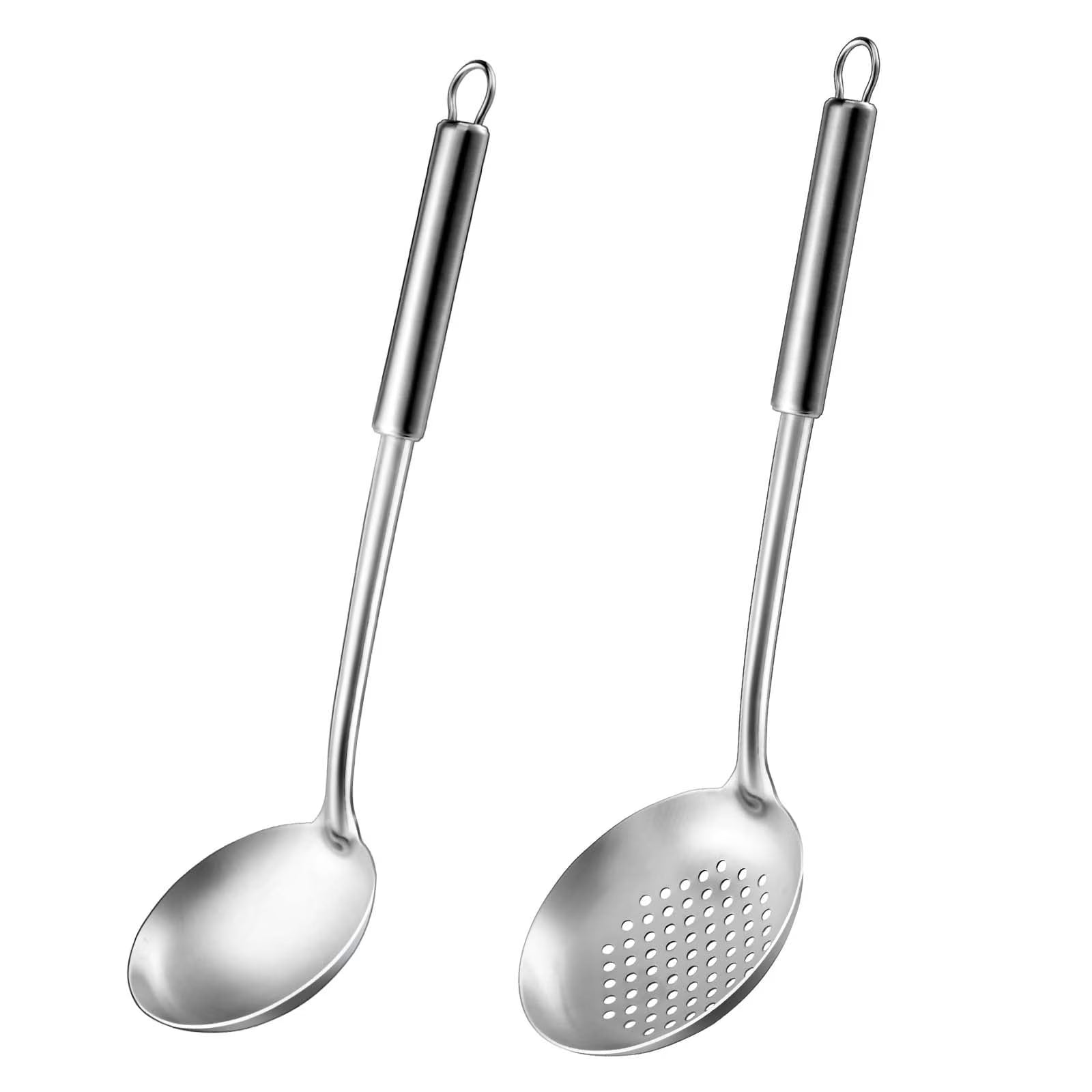 Mirdinner 3 Pcs Cooking Utensils Set, 304 Stainless Steel Kitchen Utensils, Serving Utensils Set Includes Serving Spoon, Slotted Spoon and Soup Ladle, Serving Spoons for Party, Dishwasher Safe